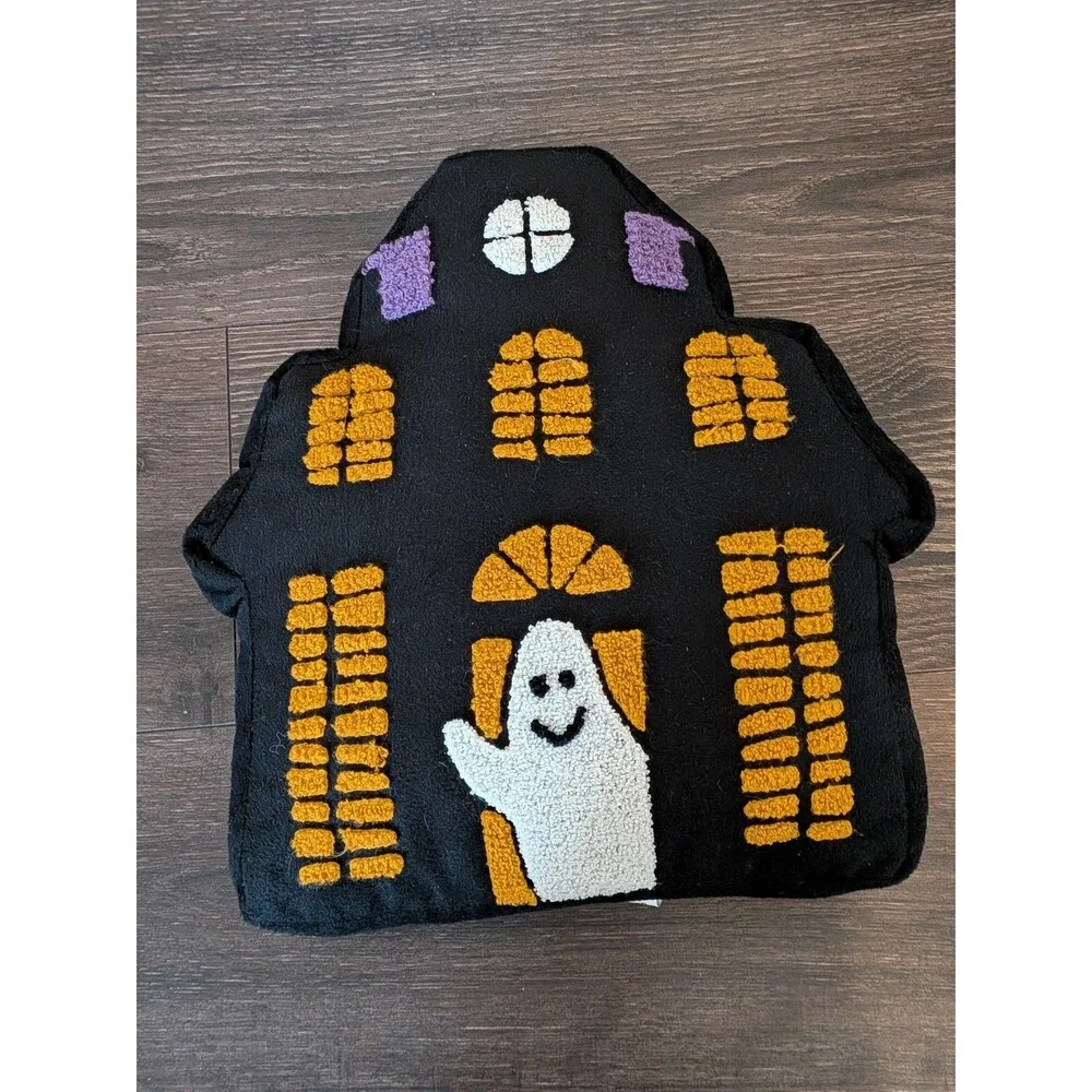 Target Bullseye Playground Halloween 2025 Black Haunted House Pillow With Ghost
